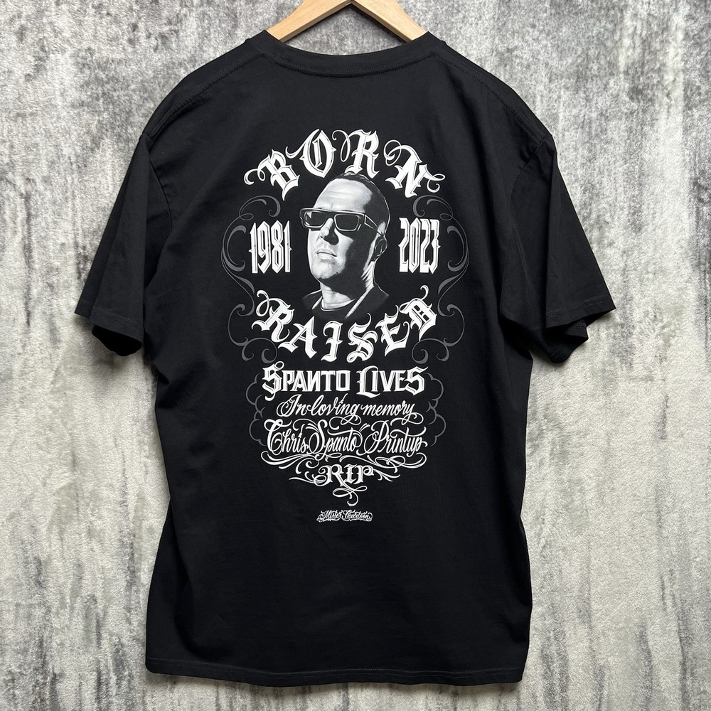 Born x Raised Mister Cartoon Black Spanto Lives Tee Shirt Size XL SOLD OUT
